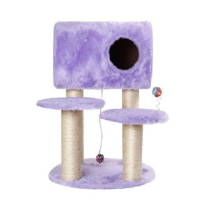 Rascador madera maciza casa gato tubular 4 pisos