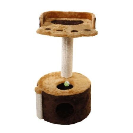 Rascador madera maciza tubular 3 pisos con pata